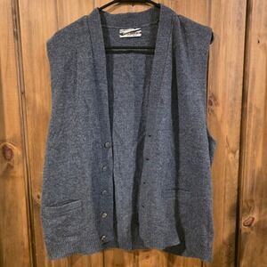 Puritan Cardigan Vest Womens Large Gray Excellent Wool Blend Vintage Knit Pocket